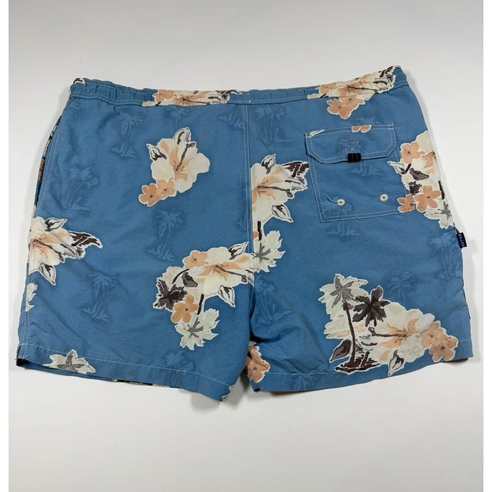 Tommy Bahama Mens Size L Blue Floral Hawaiian Swim Board Shorts Lined Nylon